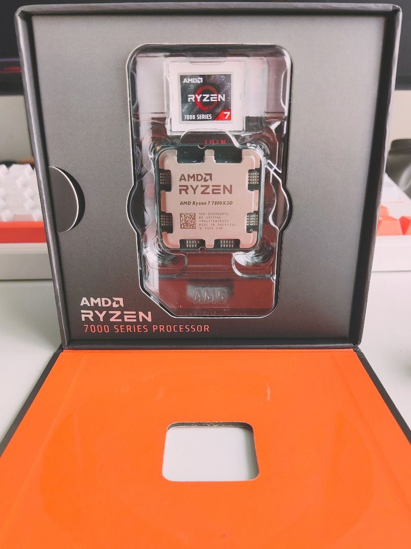 AMD Ryzen 7 7800X3D Boxed Processor (Category: Computer Parts) located in Makati City. Submitted by heughricfernando (Listing ID 1470387899, Image 2). Description: - Boxed Variant - Bought from a friend who used it - No Local Warranty, came from Abroad - Used for a few weeks, didn't really see much of a difference in my usecase - Downgraded back to my Ryzen 7 7700 - Not in a rush to sell [FIXED].