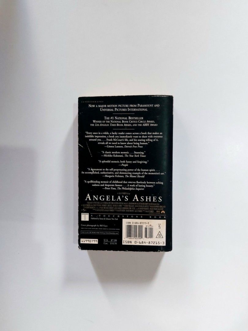 Angela's Ashes by Frank McCourt (MMPB) (Category: Storybooks) located in Batangas. Submitted by solanasupersale (Listing ID 1470452898, Image 2). Description: 📚 major bookshelf clean out / clearance sale ~ — RFS: decluttering my bookshelves and switching to digital books — MOP: Gcash | fast shipping *feel free to send a message if you wish to negotiate the price :).