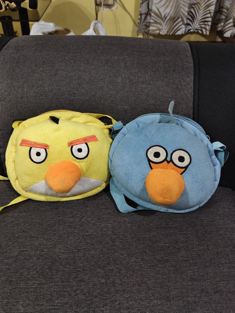 Angry Birds plush shoulder sling bags (Category: Plushies & Soft Toys) located in Bulacan. Submitted by angel.decluttersx (Listing ID 1470545828, Image 2). Description: 350 for take all in excellent condition.