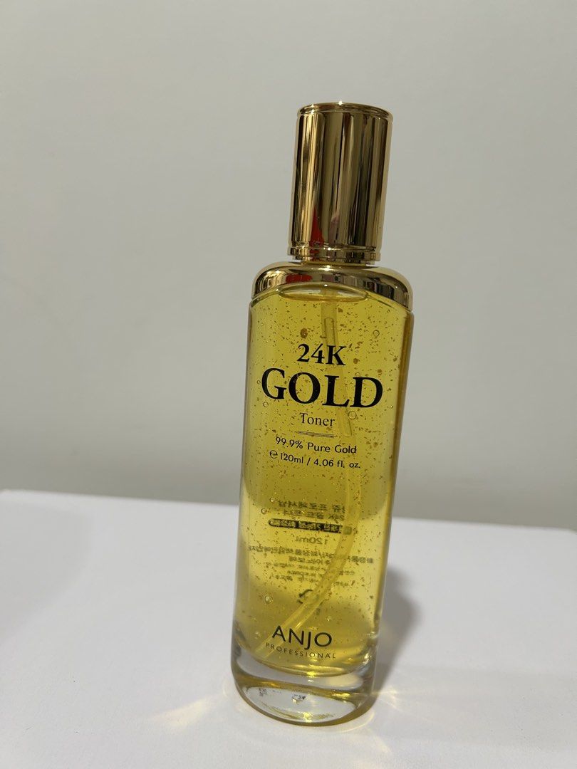 ANJO Professional 24K Gold Toner (Category: Face Care) located in Rizal. Submitted by CMaeCAme (Listing ID 1470466812, Image 1). Description: a Korean skincare toner infused with 99.9% pure gold flakes..