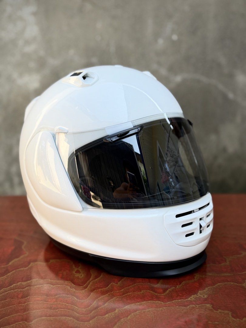 Arai Rapide-IR (Defiant) – Pearl White (Category: Helmets and other Riding Gears) located in San Juan, La Union. Submitted by bornunderground.ph (Listing ID 1470407863, Image 3). Description: Arai Rapide-IR (Defiant) – Pearl White • Size: Large (59–60 cm), true to size • Condition: Good Condition • Inner Liner: 9/10 • Outer Shell: 9/10 (see photos) • All Vents: 100% Working Additional Details: * Newly buffed and deep-cleaned * Free deep cleaning 