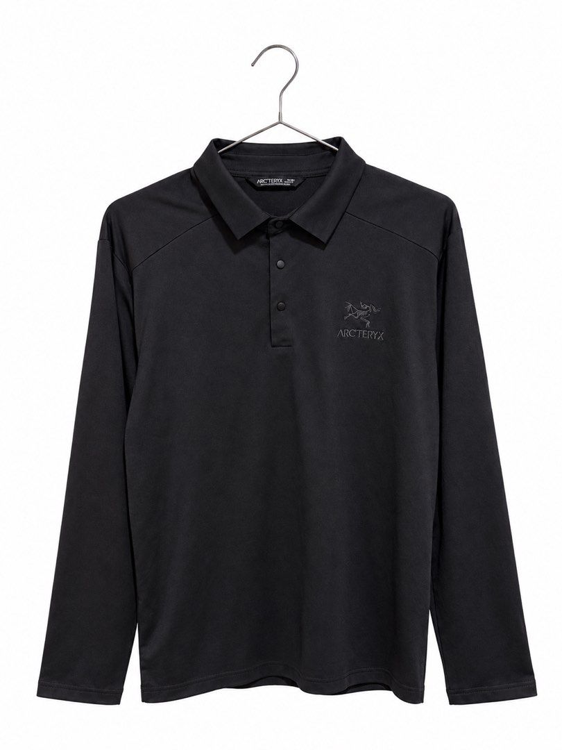 Arc'teryx Long Sleeve Polo Shirt (Category: Tshirts & Polo Shirts ) located in Caloocan City. Submitted by nlubon (Listing ID 1470459450, Image 1). Description: - Brand: Arc'teryx - Item: Long Sleeve Polo Shirt - Color: Black - Size: Men's Medium (Regular Fit) - Material: Lightweight technical fabric - Details: 3-button collar, embroidered logo on left chest - Origin: Made in Vietnam - Condition: Clean inside and out, tags intact.