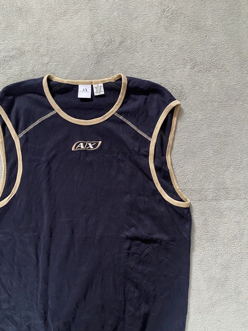 Armani Exchange Tanktop (Category: Tshirts & Polo Shirts ) located in Ozamiz City. Submitted by thriftnikael (Listing ID 1470512479, Image 2). Description: width: 20 length: 28.5 size: xl on tag best fit large Color rate: 10/10 Condition: 10/10 Issue: n/a.