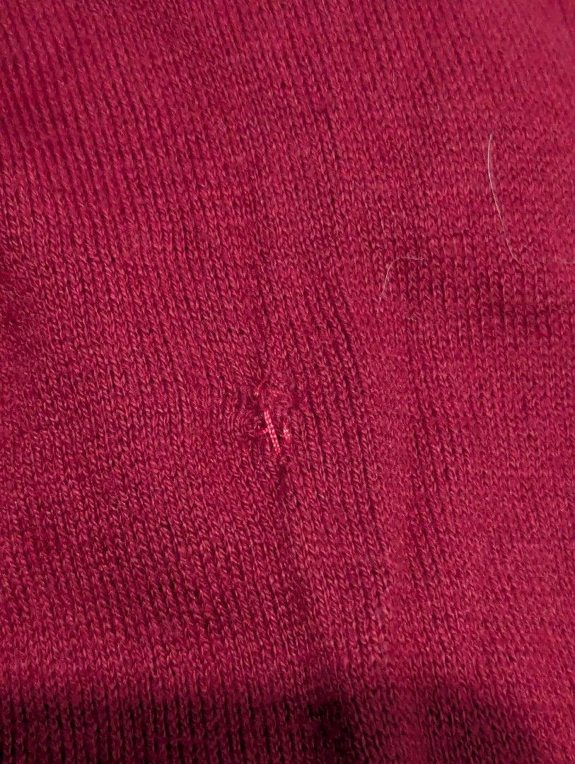 Armani Jeans Red Long Sleeve (Category: Tshirts & Polo Shirts ) located in Manila. Submitted by _neku (Listing ID 1470456205, Image 3). Description: 28x19.5 with issue, repaired pinhole see last pic.