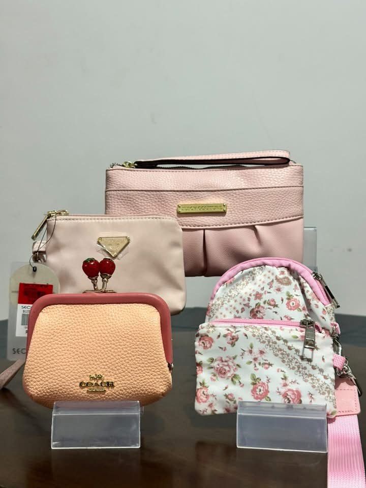 Assorted Branded Wallets and Pouches Collection (Category: Wallets & Card holders) located in Arayat. Submitted by eyynythingfinds (Listing ID 1470472744, Image 2). Description: - Authentic branded wallets & pouches (Coach, Nine West, Steve Madden, Secosana) - Available styles: Cardholders, zip-arounds, and clasp purses - Colors: Black, pink, brown, and blue - Condition: Brand new with original tags attached (selected items) - Perfect for daily u
