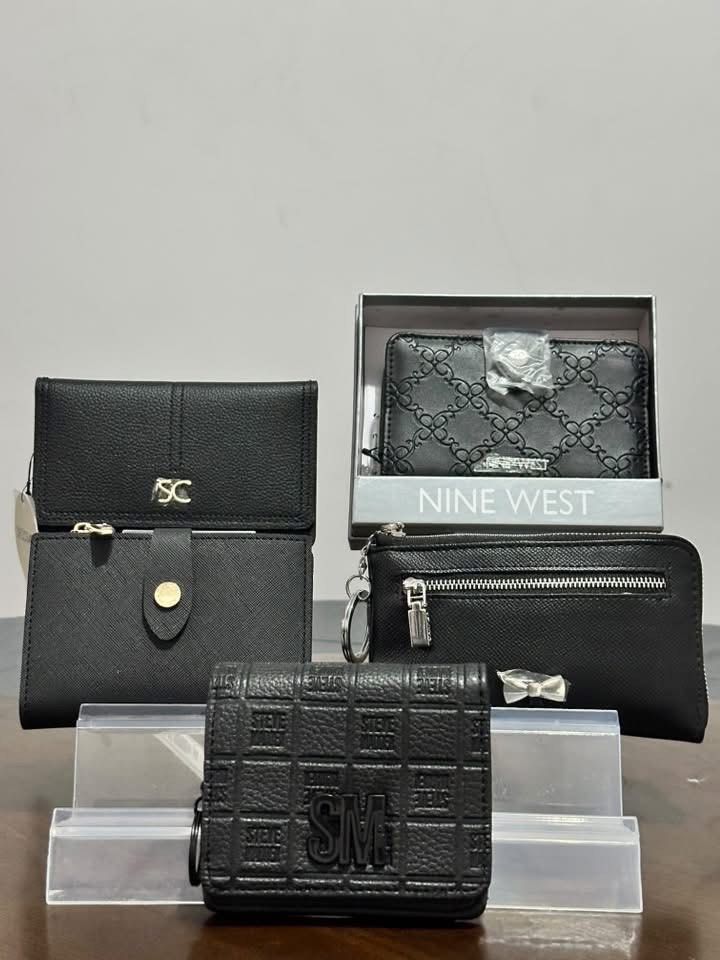 Assorted Branded Wallets and Pouches Collection (Category: Wallets & Card holders) located in Arayat. Submitted by eyynythingfinds (Listing ID 1470472744, Image 1). Description: - Authentic branded wallets & pouches (Coach, Nine West, Steve Madden, Secosana) - Available styles: Cardholders, zip-arounds, and clasp purses - Colors: Black, pink, brown, and blue - Condition: Brand new with original tags attached (selected items) - Perfect for daily u