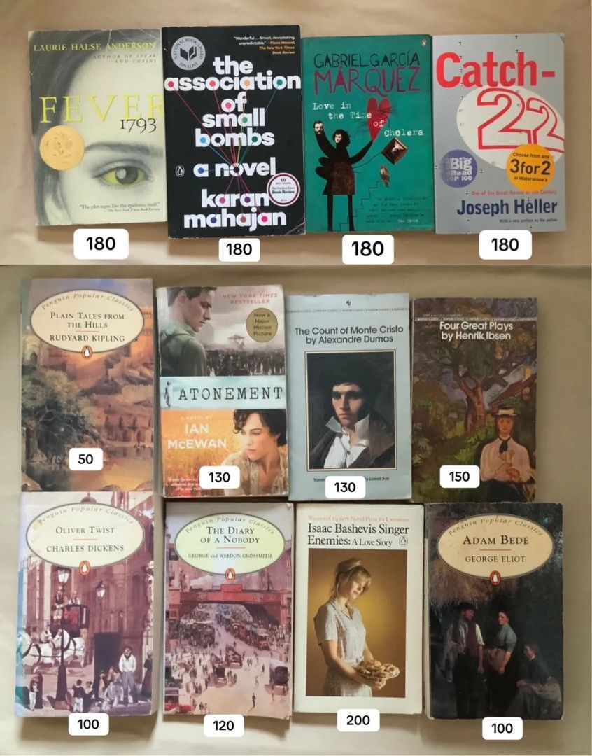 Assorted Fiction and Non-Fiction Novels (Category: Storybooks) located in Manila. Submitted by benjchpages (Listing ID 1470477172, Image 3). Description: - Selection: Classics and contemporary reads (Frankenstein, The Song of Achilles, Circe, and more) - Format: Mix of paperbacks and hardbacks - Price: ₱50 to ₱1,200 (refer to cover prices) - Action: Message me for specific titles or to request bundle deals.