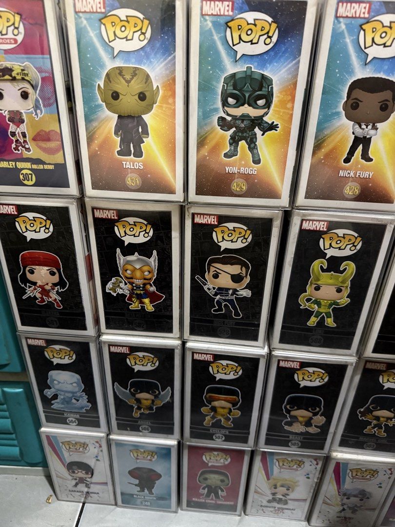Assorted Marvel and Pop Animation Vinyl Figures (Category: Figurines & Statues) located in Pasig City. Submitted by dhomarao1989 (Listing ID 1470472340, Image 1). Description: - Large Funko Pop collection: Marvel, X-Men, and Boruto series - Included characters: Nick Fury, Loki, Beast, Cyclops, Boruto Uzumaki, and more - Condition: Stored inside plastic protective cases with clearly displayed box numbers - Perfect for collectors looking to buy mul