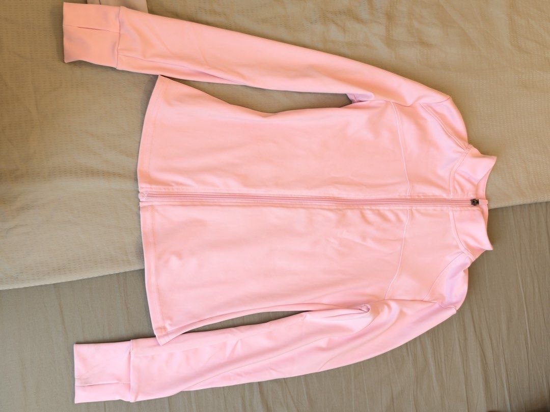 Athletic Zip Jacket with Thumbholes Pink and Grey Bundle (Category: Coats, Jackets and Outerwear) located in Makati City. Submitted by itsmeann09 (Listing ID 1470393513, Image 3). Description: - Set of 2: Pastel Pink & Soft Grey - Features: Long sleeves with thumbhole cuffs & high collars - Fabric: Smooth, ultra-stretchy, and breathable - Ideal for: Gym workouts, running, or casual everyday wear - Condition: Brand new / Excellent quality.