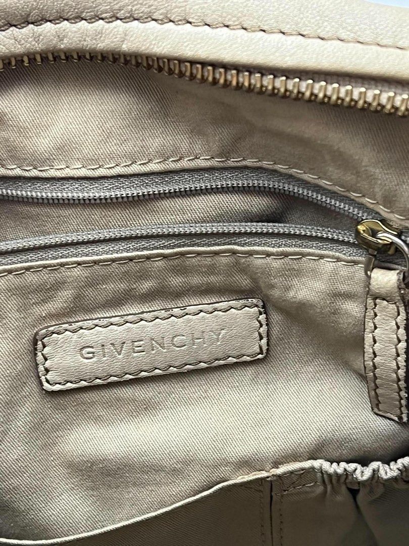 Authentic Givenchy Pandora medium in beige (Category: Tote Bags) located in Cagayan de Oro. Submitted by borse_de_amore (Listing ID 1470458704, Image 3). Description: Authentic Givenchy Pandora medium in beige Rank B has visible signs of use on exterior. Rubs & Scratches, Missing long strap. But provided a thick replacement strap. 🏷️8,500 only.