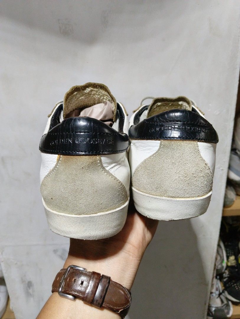 Authentic Golden goose size 38 (Category: Sneakers & Footwear) located in Cagayan de Oro. Submitted by warmbird-f84aab (Listing ID 1470552720, Image 3). Description: Classic GGDB Superstar in iconic white/ice suede star + black heel tab 🖤 ✅ Authentic pre-loved condition, natural vintage distressing (part of the design!) ✅ Size EU 38 | Genuine leather | Made in Italy 🇮🇹 ✅ no major damage—just normal wear ✅ Super comfy & timeless, goes with ever