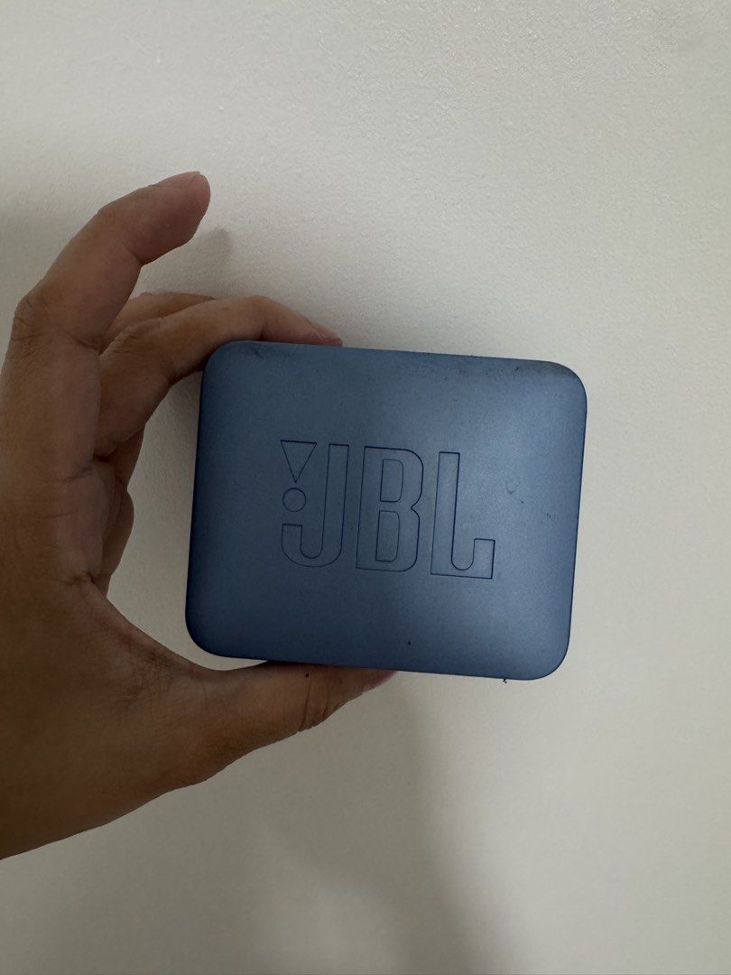 Authentic JBL Go Essential Portable Bluetooth Speaker Blue (Category: Soundbars, Speakers & Amplifiers) located in Marilao. Submitted by declutteringyana (Listing ID 1470465839, Image 3). Description: No issue with sound Just the flaws in photos due to product age.