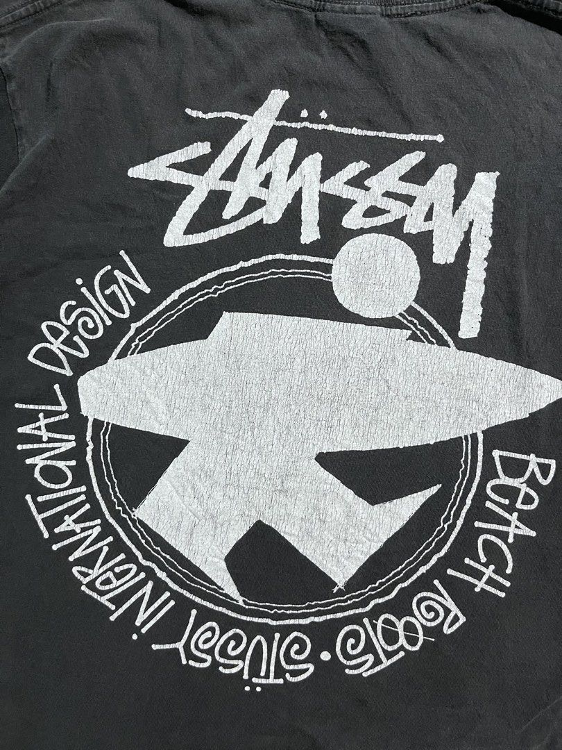 AUTHENTIC/LEGIT 90's STUSSY (Category: Tshirts & Polo Shirts ) located in Bacolod City. Submitted by johnkiercabungcal09 (Listing ID 1470463028, Image 2). Description: PASS SA MASESELAN CRACK PRINTS NORMAL FOR VINTAGE MEDIUM 28L 21.5W .