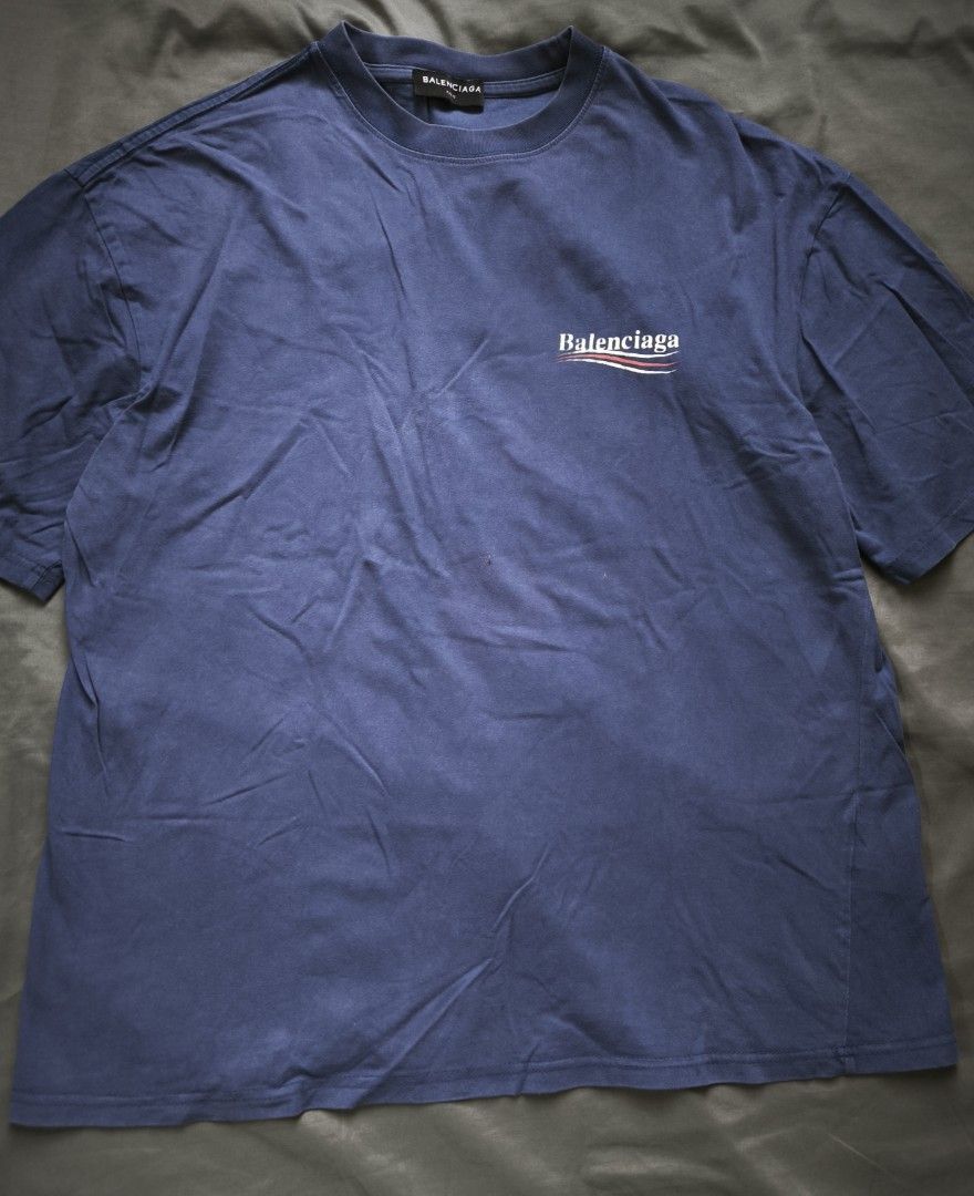 Balenciaga blue (Category: Tshirts & Polo Shirts ) located in Manila. Submitted by wearforce (Listing ID 1470493446, Image 1). Description: Balenciaga blue color: blue fit: S-M color rate 9/10 in good condition 350 + sf.