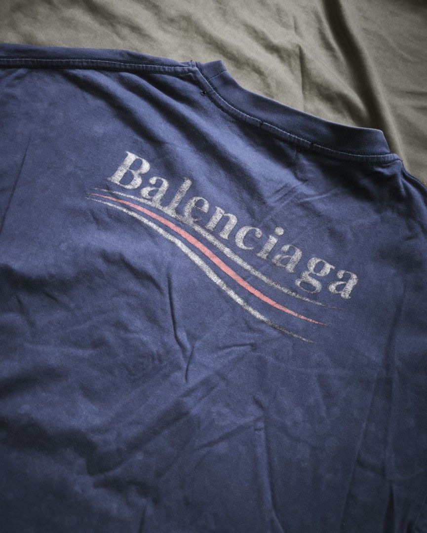 Balenciaga blue (Category: Tshirts & Polo Shirts ) located in Manila. Submitted by wearforce (Listing ID 1470493446, Image 2). Description: Balenciaga blue color: blue fit: S-M color rate 9/10 in good condition 350 + sf.