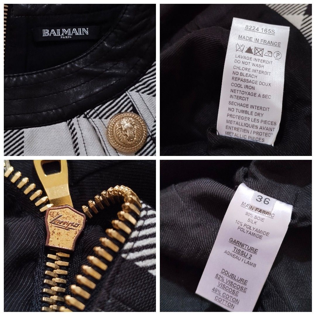 Balmain Voluminous Sleeve Top (Category: Luxury Apparel) located in Caloocan City. Submitted by modishthriftstore (Listing ID 1470369857, Image 2). Description: @BALMAIN rare runway piece from Olivier Rousteing's collection. *gingham check design w/ heavy gold lion-embossed statement shoulder buttons, and LAMB Leather accents at the collar and cuffs. *UNIQUE & STYLISH *Voluminous Sleeves/THICK material Orig SRP: 90,000+ ❤SMALL B:34 L:24 Loc : Nor