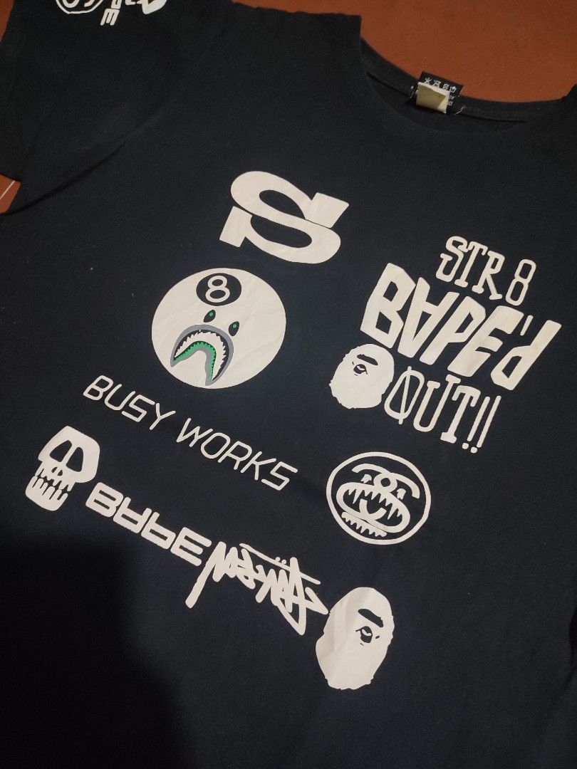 Bape x Stussy Collab Shirt (Category: Tshirts & Polo Shirts ) located in Taguig. Submitted by thriftedtaguig07 (Listing ID 1470462214, Image 3). Description: Bape X Stussy Collab 21x27 ( Medium Fit) No issues No Cracks or Hairlines OFF ONLY!!! Mine: 450+SF All items posted are secondhand / thrifted pieces. We are not affiliated with or partnered with any brands shown. Brand names are used only for identification purposes..