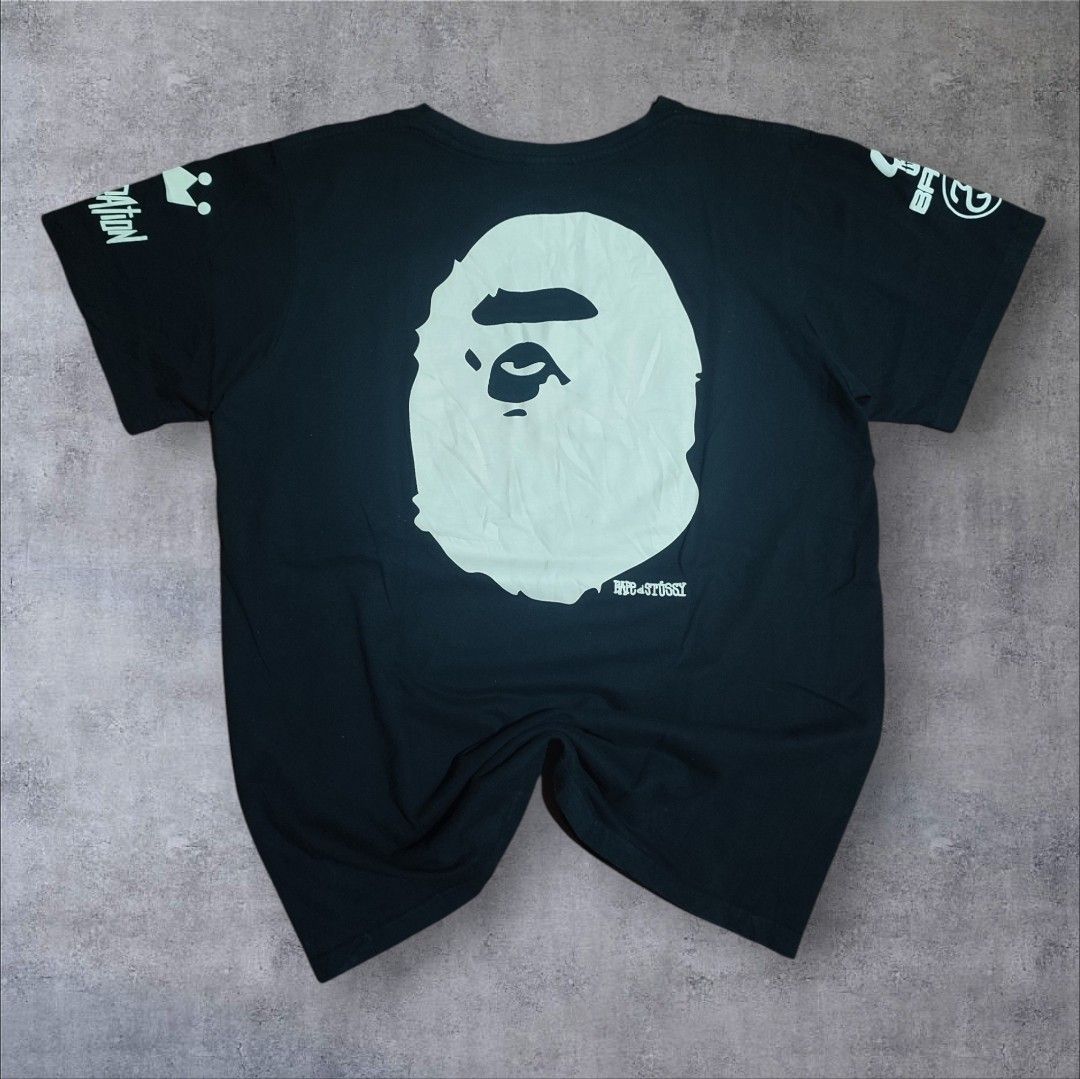 Bape x Stussy Collab Shirt (Category: Tshirts & Polo Shirts ) located in Taguig. Submitted by thriftedtaguig07 (Listing ID 1470462214, Image 2). Description: Bape X Stussy Collab 21x27 ( Medium Fit) No issues No Cracks or Hairlines OFF ONLY!!! Mine: 450+SF All items posted are secondhand / thrifted pieces. We are not affiliated with or partnered with any brands shown. Brand names are used only for identification purposes..