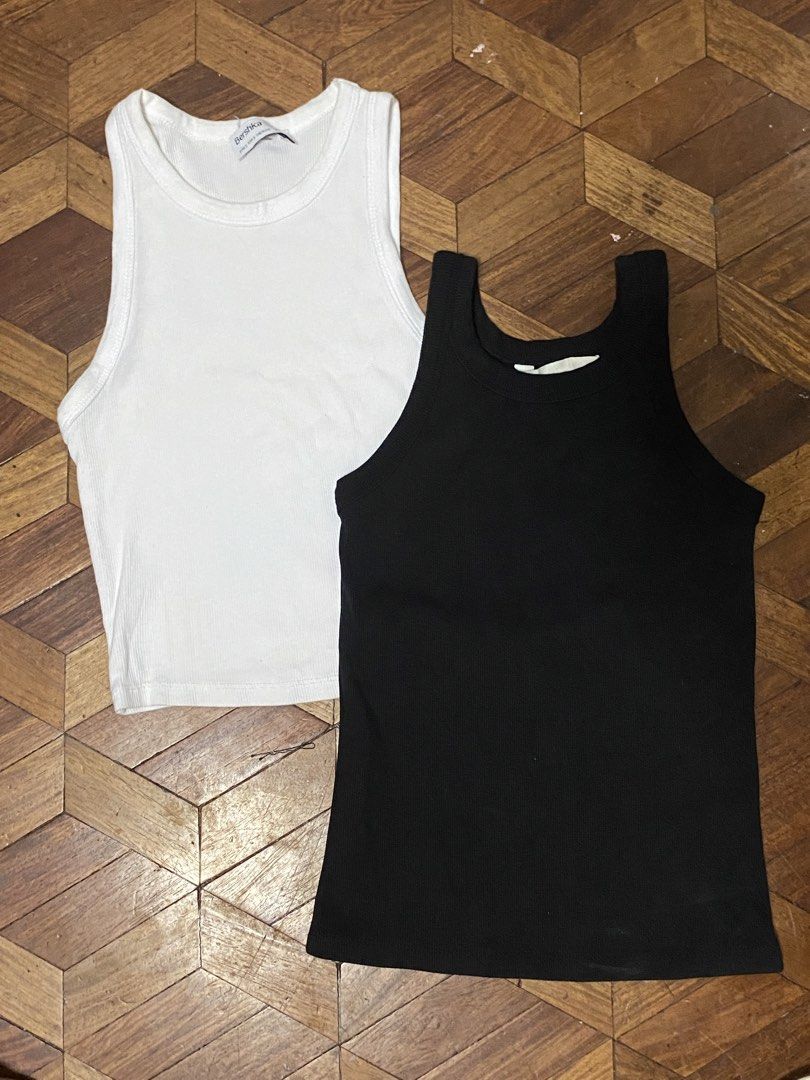 Basic Black and White Sleeveless Top (Category: Sleeveless) located in Pasig City. Submitted by minnie.12 (Listing ID 1470537064, Image 1). Description: Decluttering Brand: Bershka and HM Size: Small 📍Pasig City 🚛 jnt/lalamove item+sf MOP: Gcash .