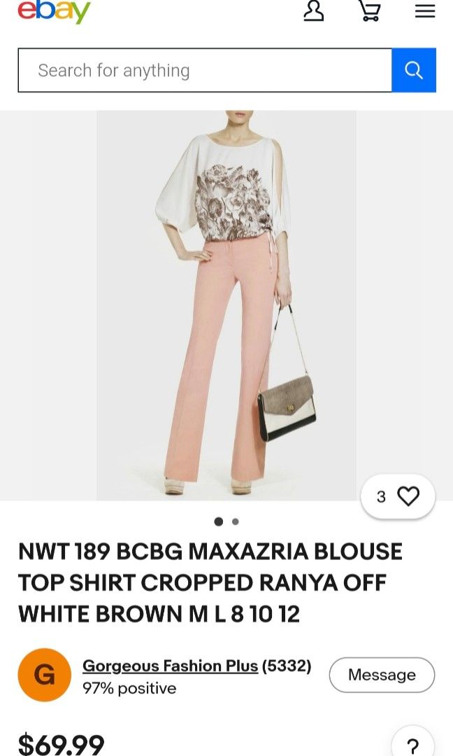 BCBG MAXAZRIA blouse (Category: Blouses) located in Manila. Submitted by wearforce (Listing ID 1470490535, Image 3). Description: BCBG MAXAZRIA blouse color: cream fit: M-L color rate 10/10 in good condition 200 + sf.