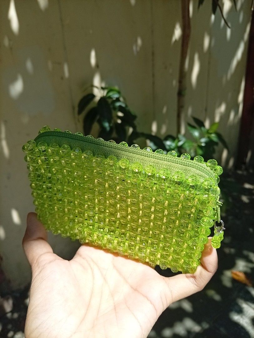 Beaded wallet pouch [Apple Green 🍏] (Category: Purses & Pouches) located in Taguig. Submitted by arcattect (Listing ID 1470394496, Image 2). Description: to check legitimacy- @ar.cat.tect on ig ‼️FIXED PRICE‼️ 🪩 Onhand color 🪩 Size: 5.00*3.50*1.00 inches 🪩 Can fit A LOT (bills, cards, coins).