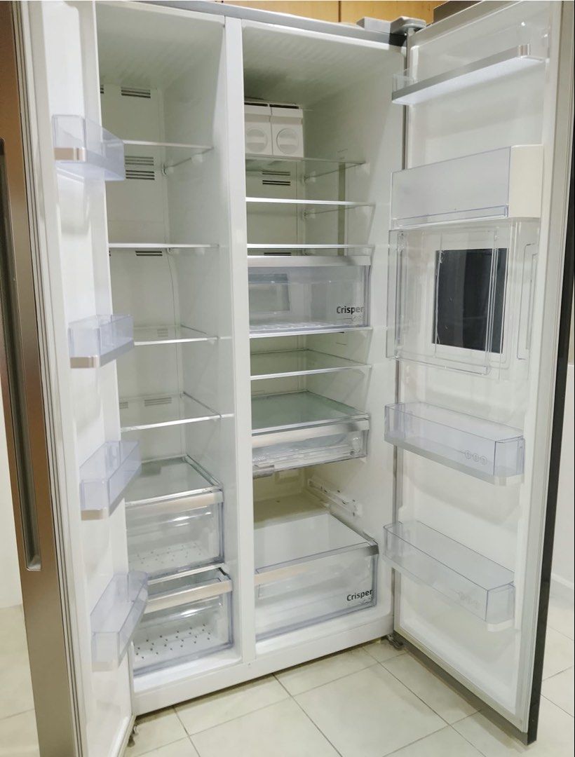 Beko Side-by-Side Refrigerator with Water Dispenser (Category: Refrigerators and Freezers) located in Makati City. Submitted by theacd (Listing ID 1470444131, Image 3). Description: -lalamove and pick up shoulder by buyer - Beko Brand - Sleek stainless steel finish with modern side-by-side design - Convenient exterior water and ice dispenser on the front door - Spacious interior with adjustable glass shelves and door bins - Bottom crisper drawers