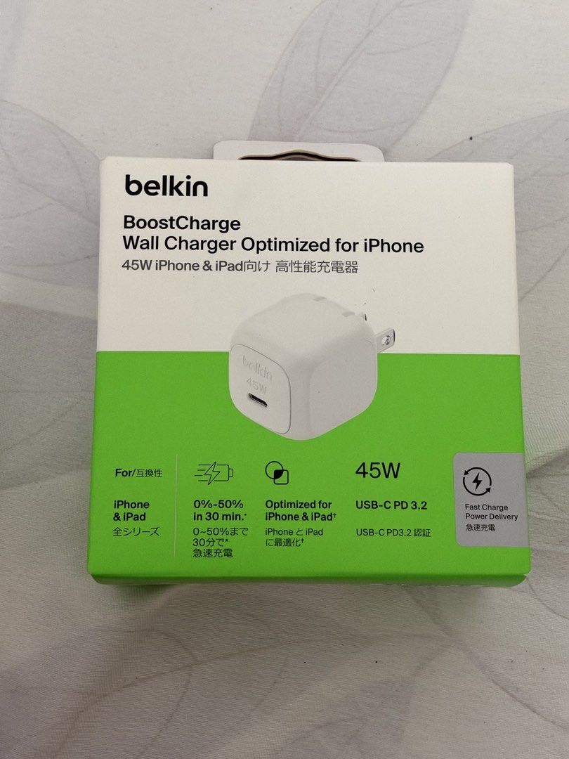 BELKIN BOOSTCHARGE 45W USB-C WALL CHARGER WITH PPS - WHITE (Category: Chargers & Cables) located in Manila. Submitted by goldenriver.28faf2 (Listing ID 1470495306, Image 1). Description: sealed not in use FOR SHIPPING ONLY.