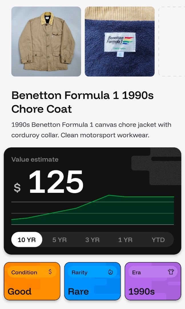 Benneton formula 1 chore jacket (Category: Coats, Jackets and Outerwear) located in Baguio. Submitted by archival_thrifted.ph. (Listing ID 1470463171, Image 3). Description: FOR SALE‼️ . BENNETON FORMULA 1 CHORE JACKET .STILL IN GOOD CONDITION .ISSUE MINIMAL STAINS NOT SO VISIBLE .STILL PRESENTABLE AND WEARABLE .KINDLY CHECK EACH PHOTOS FOR DETAILS .LARGE ON TAG .PHP 1380 PLUS SF .❌❌ COP/COD .MOP GCASH .COURIER J&T .BAGUIO AREA .DM FOR SURE BUYER