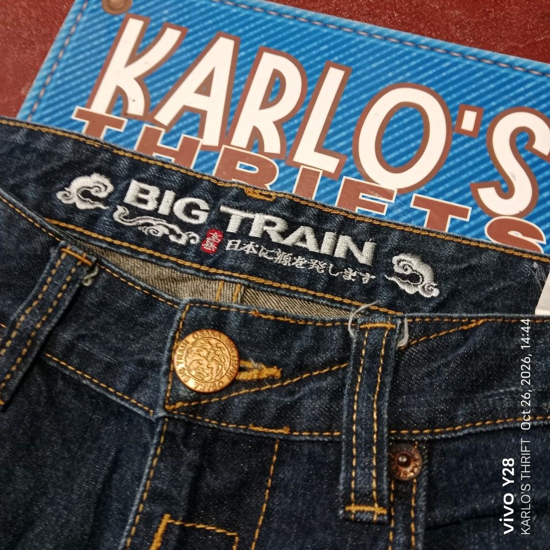 BIG TRAIN EMBROIDERED DENIM PANTS (Category: Jeans) located in Davao. Submitted by karlosthriftshop (Listing ID 1470432151, Image 1). Description: ₱750 FREE SHIPPING THRU J &T BIG TRAIN EMBROIDERED DENIM PANTS MADE IN TAIWAN NON-STRETCH W31 L38 HEM:7 PLEASE CHECK ATTACHED PHOTOS OF ACTUAL MEASUREMENT USED,IN VERY GOOD CONDITION ISSUE: ALTERED LENGTH X COD/COP PAYMENT 1ST MOP:GCASH DM FOR MORE INQUIRIES.