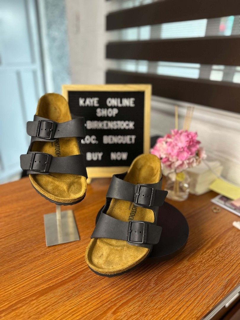 Birkenstock (Category: Slippers and slides) located in Baguio. Submitted by kayeonlineshop (Listing ID 1470395734, Image 3). Description: • Model: Birkenstock Arizona • Color / Material: Classic Black waxy natural leather upper or Birko-Flor with color-coordinated black buckles..