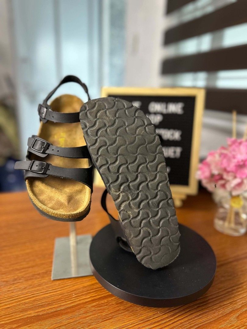 Birkenstock Milano (Category: Slippers and slides) located in Baguio. Submitted by kayeonlineshop (Listing ID 1470394660, Image 1). Description: • Model: Birkenstock Milano • Design: Features a multi-strap front paired with a supportive ankle backstrap. • Color / Material: Black synthetic Birko-Flor upper with standard textured dark EVA outsoles..