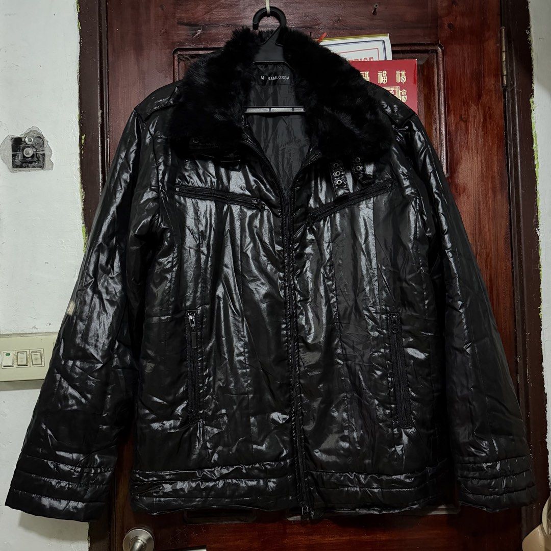 Black Fur Collar Winter Jacket Size M-L (Category: Coats, Jackets and Outerwear) located in Pasig City. Submitted by styledfitsbymae (Listing ID 1470512388, Image 2). Description: - Color: Black with a stylish shiny finish - Features: Cozy furry collar, front zipper closure, and functional pockets - Size: Fits Medium to Large - Condition: Great warm outerwear for cold weather - Price: Only ₱500!.