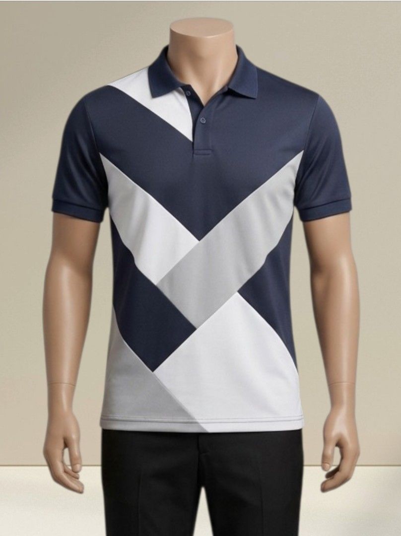 Black Grey White Geometric Polo Shirt (Category: Tshirts & Polo Shirts ) located in Quezon City. Submitted by dannikkishoppe2 (Listing ID 1470469665, Image 1). Description: Black Grey White Geometric Polo Shirt‼️₱300‼️ • Material: Premium fabric (durable, lightweight, soft) • Quick Dry (absorbs moisture and keeps you cool) • Design: Geometric color block pattern (black, grey, white) • Size: large on tag, can fit small to medium Shoulder to hem 25