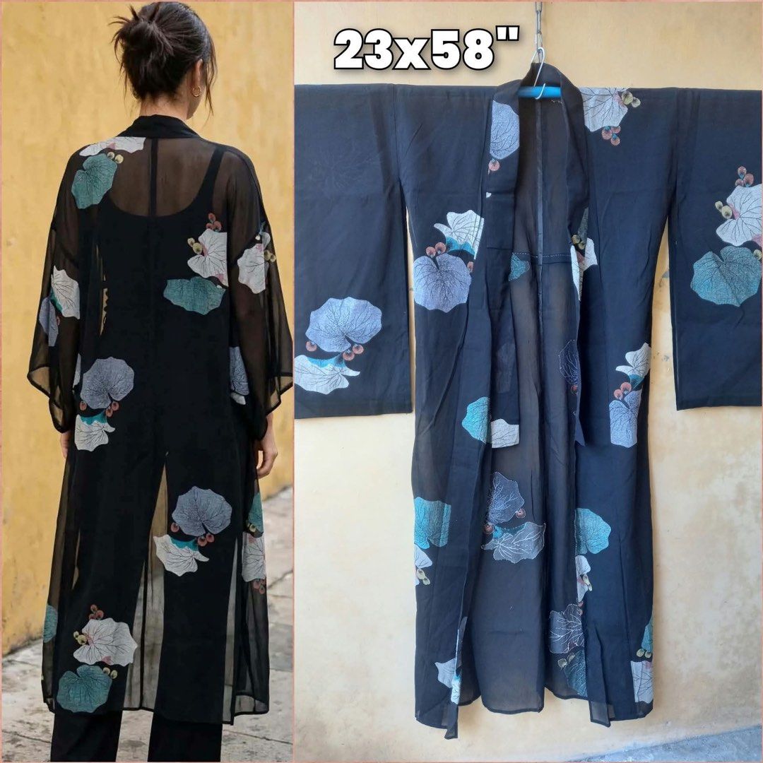 Black Kimono Yukata Sheer with prints (Category: Luxury Apparel) located in Naga. Submitted by happeemarket (Listing ID 1470360521, Image 1). Description: Georgette like cloth Sheer Very pretty.
