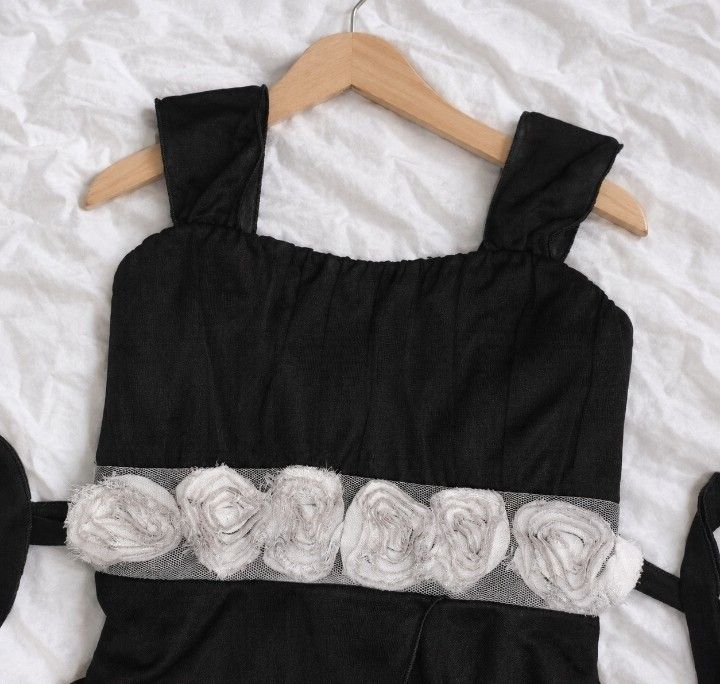 Black layered Ruffle Dress💓🪽 (Category: Others Tops) located in Batangas. Submitted by itgirl.archive (Listing ID 1470499509, Image 3). Description: Speechless Black Layered Ruffle Dress (dress over jeans) 💓🪽 Brand: Speechless💓🪽 Size: 10 (on tag) can fit small to medium Color: Black, White & Gray Details: Wide straps, floral waist detailing, layered ruffle hem Style: Y2K, Fairy Grunge, Vintage Styling: Perfect for wearing over jeans for tha