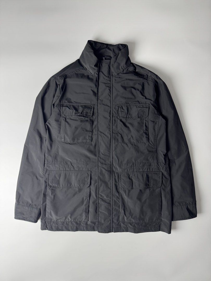Black multi-pocket utility zip jacket (Category: Coats, Jackets and Outerwear) located in Cavite. Submitted by dracokidstuff (Listing ID 1470393927, Image 1). Description: - Color: Solid Black - Style: Utility jacket with multiple front cargo pockets - Closure: Full zip with snap-button storm flap and high collar - Material: Durable outdoor fabric - Measurements: Chest width ~23", Length ~28.5", Sleeve length ~25" - Condition: Brand new / Excelle