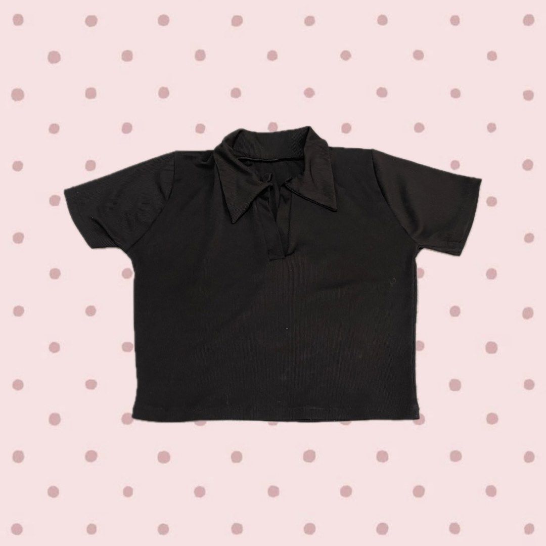 Black Polo Top (Category: Shirts) located in Bacoor. Submitted by s4dee (Listing ID 1470543407, Image 1). Description: size: small - cropped.