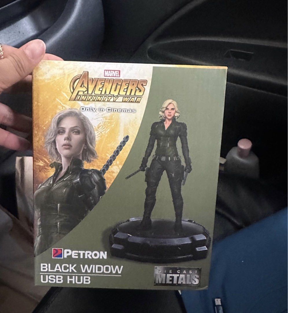 Black Widow USB Hub (Category: Western Merchandise) located in Pasig City. Submitted by almeerasells (Listing ID 1470483693, Image 1). Description: - Official Petron Marvel merchandise from Avengers Infinity War - Black Widow die-cast metal figure - Functions as a practical USB hub for your desk - Brand new, original packaging - Ideal collectible item for Marvel fans and collectors.