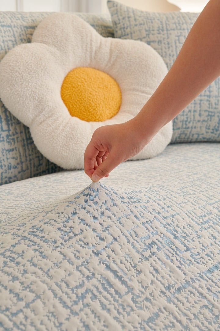 Blue and White Patterned Stretch Sofa Cover (Category: Sofas) located in Manila. Submitted by maryjoyenc89891 (Listing ID 1470420481, Image 2). Description: New Sofa Fleece cover set 3 in 1 no pillow case Orig price 6.5 selling 4k nalang 1pc 120*200 2 pc 90*140 Makapal Rfs : d kasya sa sofa nmn hahaha Loc manila - Brand new and still sealed in original plastic packaging - Stylish textured blue and white pattern - Stretchy fabric ensures a tight, 