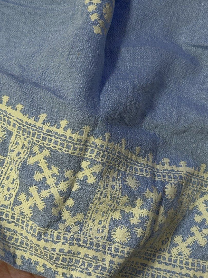Blue Maxi Skirt (Category: Skirts) located in Manila. Submitted by viyyu (Listing ID 1470412602, Image 3). Description: •Color: Light blue •standard-waist waistband and gathers •Detailed border pattern along the bottom hem •Lightweight and comfortable, perfect for local weather •Super easy to pair with your favorite plain tops.