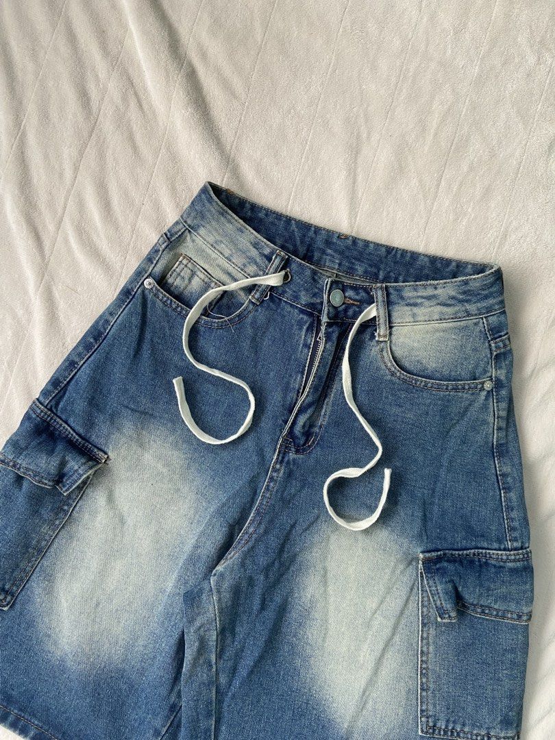 (small) blue washed cargo jorts (Category: Shorts) located in Cagayan de Oro. Submitted by michaelpecenio (Listing ID 1470350291, Image 2). Description: waist 28 length 22 thigh 14.5 hem 13.5 hard denim heavyweight excellent condi no issue cr 10/10 .