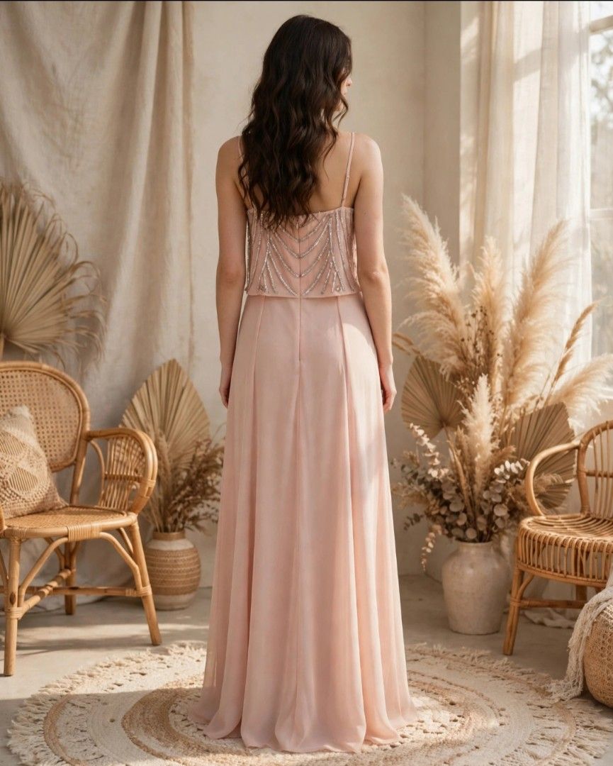 Blush Pink Beaded Chiffon Gown- US Size: 6 (Category: Evening dresses & gowns) located in Manila. Submitted by jollyann_b1990 (Listing ID 1470454777, Image 3). Description: ✨ AVAILABLE FOR SALE ✨ Perfect for weddings, debuts, prom, pageants & other special occasions. Size: [US Size: 6] bust: 35 inches waist: 30 inches length: 49 inches Color: [Blush Pink] Material: [FlowyChiffon] Condition: [USED] 📍 Pasig 🚚 Delivery available 📩 Send us a messa