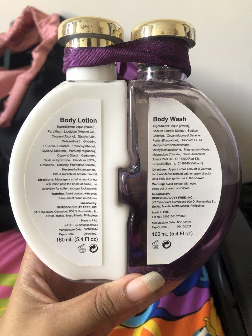 Body Wash & Body Lotion (Category: Body Care) located in Santa Ana. Submitted by kanek.en_ (Listing ID 1470421058, Image 2). Description: sealed pa yung Lotion while the body wash is nakalahati na (the scent of the body wash is very sweet and fruity though) EXP DATE : 6/10/2027.