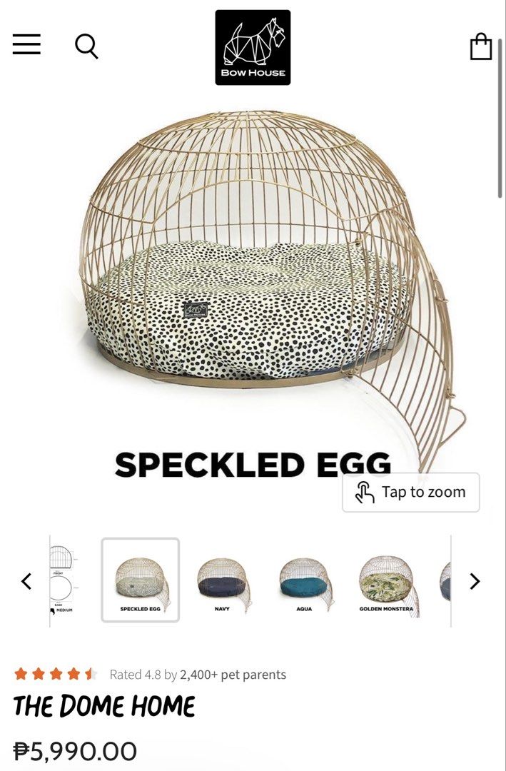 Bow House Dome Home Dog Bed (Category: Homes & Other Pet Accessories) located in Taguig. Submitted by prelovedbyannef (Listing ID 1470389295, Image 3). Description: Selling a well maintained (0 flaws) Dome Home dog bed by Bow House. Already comes with (4) free bed covers - originally priced at Php 699 each. .