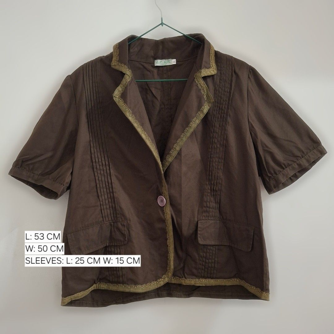 Brown green blouse ☆ lace faircycore cottage core aesthetic y2k vintage (Category: Blouses) located in Caloocan City. Submitted by hazedeclutters (Listing ID 1470399893, Image 1). Description: xl on tag ★ LOC: SOUTH ALOOCAN MOD: LALAMOVE / J&T MOP: GCASH.