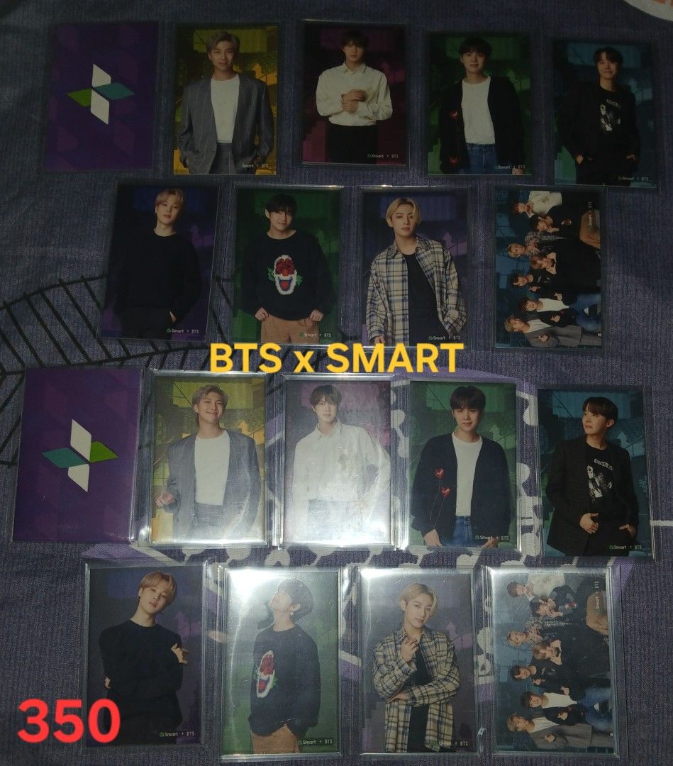 BTS x SMART Photocards Collection Set (Category: K-Wave Merchandise) located in Manila. Submitted by arapark.13 (Listing ID 1470507620, Image 1). Description: - Official BTS x SMART complete photocard set - Includes all 7 individual member cards (RM, Jin, Suga, J-Hope, Jimin, V, Jungkook) + group cards - Pristine condition, stored in protective sleeves since day one - Ideal for ARMY and collectors wanting the full set - Meet-ups or shipping optio