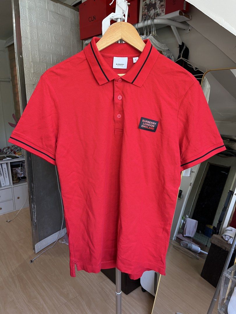 Burberry (Square patch, Tipped black) (Category: Luxury Apparel) located in Tayug. Submitted by thriftyshady_ (Listing ID 1470364295, Image 1). Description: Burberry polo XL on tag 21x28 Dimes No issue 10/10 Condition and color rate As new condition.