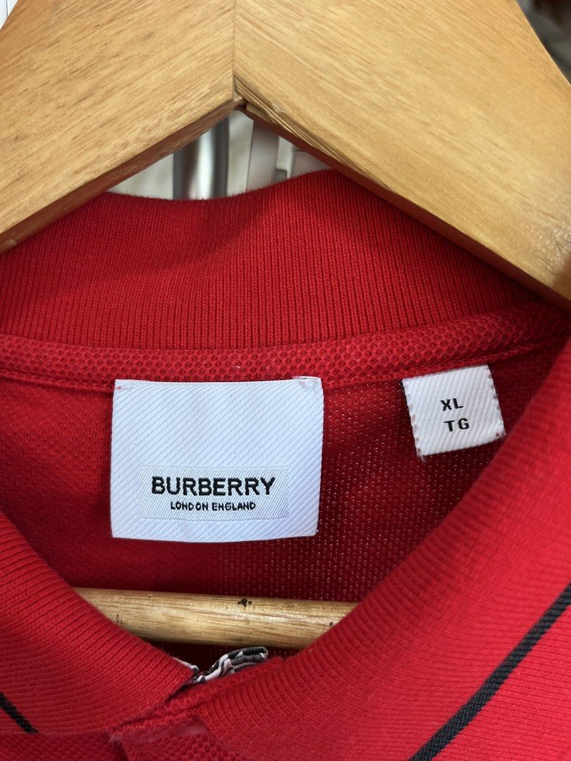 Burberry (Square patch, Tipped black) (Category: Luxury Apparel) located in Tayug. Submitted by thriftyshady_ (Listing ID 1470364295, Image 2). Description: Burberry polo XL on tag 21x28 Dimes No issue 10/10 Condition and color rate As new condition.
