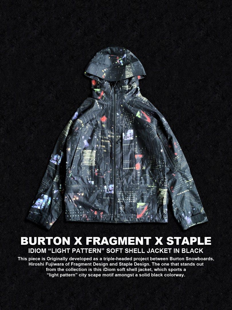 Burton Snowboarding x Fragments x Staple Design iDiom Light Pattern Jacket (Category: Coats, Jackets and Outerwear) located in Dinalupihan. Submitted by thriftout.ph (Listing ID 1470461787, Image 1). Description: PLEASE READ ALL THE DETAILS⬇️ Tagged as US Medium • JPN Large: 24W | 29L Model Height : 5’9 No major issues, just signs of wear. Good / Presentable. PRICE - P8,000 Free Shipping Free Shipping On Local Orders Over P2,000 - Rare triple-col