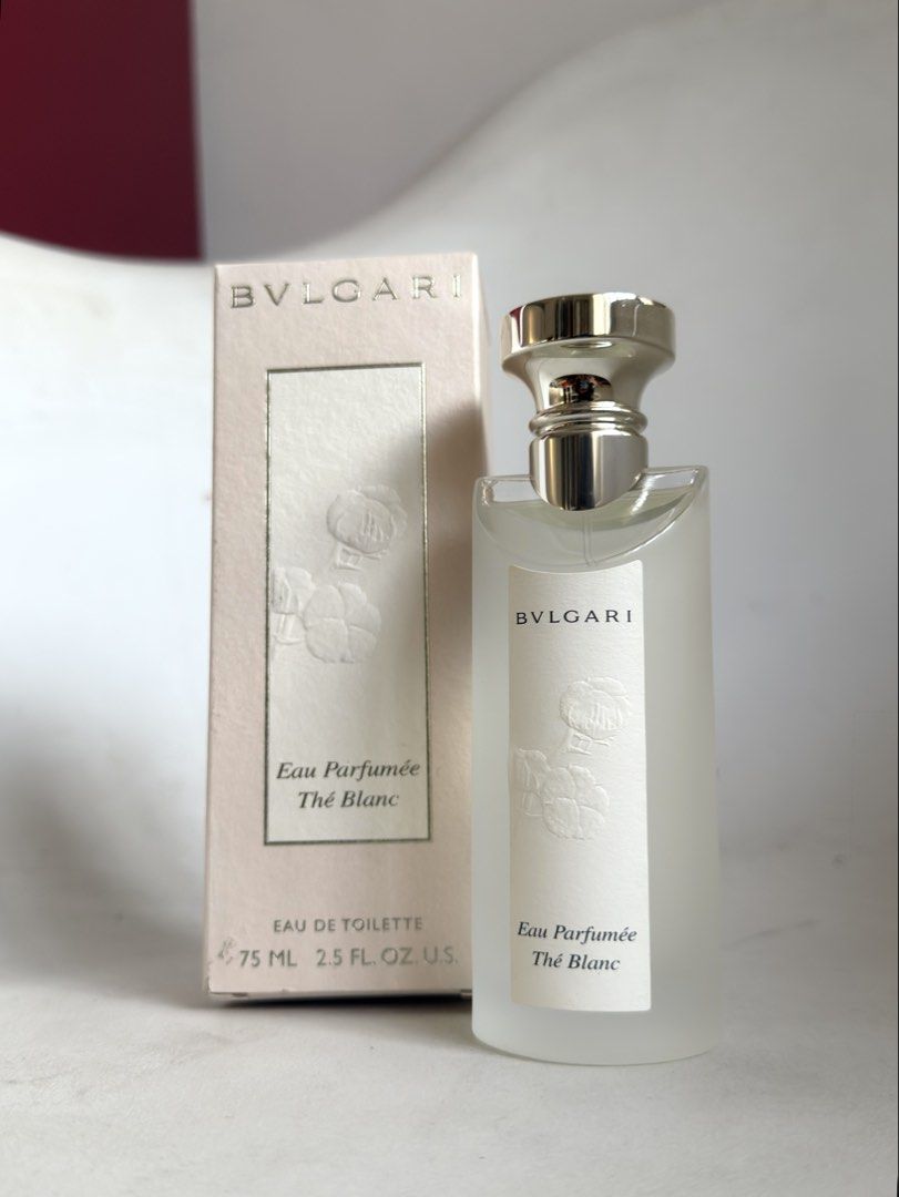 Bvlgari The Blanc Eau De Toilette 75ml (Category: Fragrance & Deodorants) located in Quezon City. Submitted by socutexx (Listing ID 1470458628, Image 1). Description: - Brand: Bvlgari Eau Parfumée Thé Blanc - Size: 75 ml / 2.5 fl. oz. - Concentration: Eau de Toilette (EDT) - Fragrance Profile: Clean white tea - Packaging: Includes original matching box - Design: Frosted glass with silver-tone cap and embossed floral label - Origin: Made in Italy 